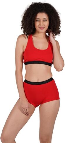 ORGANICKID Womens Organic Cotton Soft Boxer Briefs and Crop Top Racerback Bra Set Bralette GOTs Certified Panties in Gift Bag in Kuwait