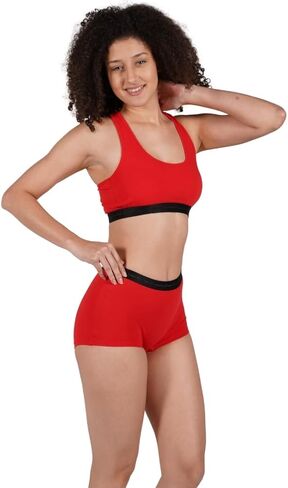 ORGANICKID Womens Organic Cotton Soft Boxer Briefs and Crop Top Racerback Bra Set Bralette GOTs Certified Panties in Gift Bag in Kuwait