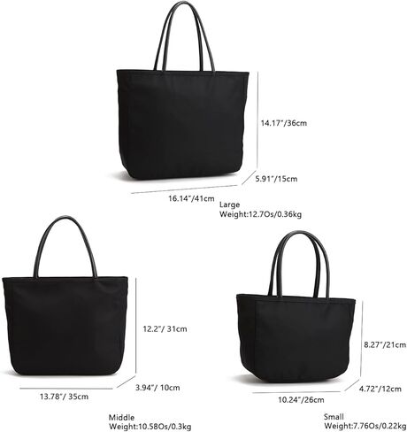 Big Black Purse with Organizer and Zipper, Lightweight and Waterproof Tote Bag for School, with Compartment in Kuwait