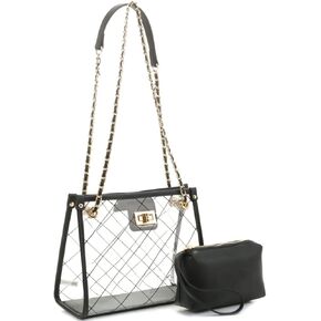 Stadium Concert Vegan Leather Transparent Clear Tote Bag Satchel Crossbody Purse Handbag