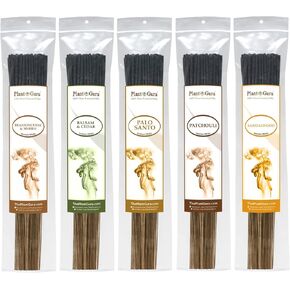 Earth and Wood Incense Sticks Variety Set 500 Pack Sampler 11" Sticks - 5 Bundles of 100 Sticks Per Bundle. Frankincense and Myrrh, Balsam and Cedar, Palo Santo, Patchouli, Sandalwood.