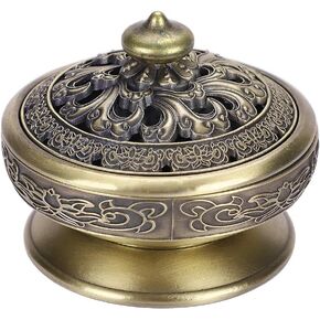 Alloy Censer Burner Incense Lotus Buddha Incense Burner Holder Bronze Vintage Incense Burner Charcoal Stove Luxury Stand Incense Metal Home Decoration Office Room Tea House for Stick Cone Reel Incense