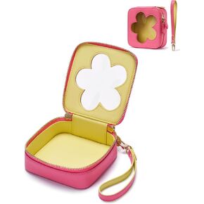 Popvibe Small Cosmetic Bag for Purse Mini Makeup Bag Small Clear Pouch Cute Leather Make Up Case Travel Organize for Women Tiny Toiletry Bag Waterproof with Zipper for Car Essentials Colorful Weaving