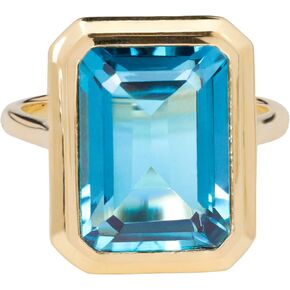 YoTreasure London Blue Doublet Quartz 'Aurora Flare' Ring Solid 14K Yellow Gold Over 925 Sterling Silver Jewelry