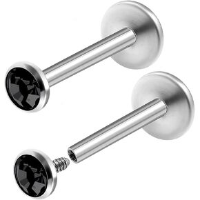 2Pcs Internally Steel 16g 5/16 8mm Labret Studs Piercing Jewelry Monroe Tragus Cartilage Lip 4mm Crystal Ball More Choices