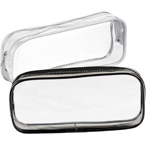 2Pcs Clear Toiletry Bags for Traveling - Black and White Set | Convenient Clear Travel Bags for Toiletries, Makeup, and More