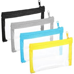 4Pcs 6 x 3.5 inch Clear Cosmetic Bags with Zipper Small Makeup Pouch Travel Pouches Waterproof Zipper Bags for Organizing Daily Toiletries Travel Office Supplies