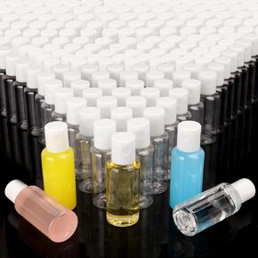 100 Pack 1 oz Plastic Bottles with Caps, Clear Empty Bottles, 1 oz Plastic Bottles flip top for Lotion and Shampoo, Travel-Friendly Bottles, BPA-Free for Liquids and Personal Care