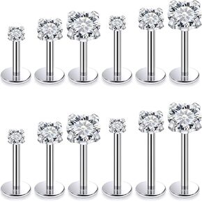 14G 16G Flat Back Tragus Earrings Labret Medusa Piercing Jewelry Surgical Steel Monroe Lip Rings Snake Bite Forward Helix Conch Cartilage Earrings Piercing Jewelry for Women Men Silver Gold