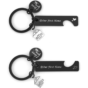 Housewarming Gifts,New Home Gift Ideas,New Home Gift for Couple Friends Family,Housewarming Keychain Gift,Homeowner Gifts,New House Keyring for Couple,Our First Home Keychain Set
