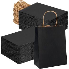 Moretoes 35pcs Gift Bags, Paper Bag with Handles, 7.1x3.6x9.3in, White Paper Bags Bulk Medium Size, Shopping Bags, Retail Bags, Kraft Paper Bags for Party, Businesses
