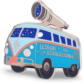 Stargazing space retro van enamel pin