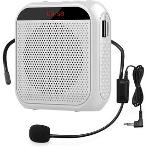 Portable Voice Amplifier with Wired Microphone Headset Rechargeable PA System Speaker Personal Microphone Speech Amplifier Power Amplifiers Loudspeaker for Teachers/Metting/Tour Guide (Rose Gold)
