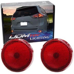 iJDMTOY Red Lens 21-SMD LED Bumper Reflector Lights Compatible With Scion xB iQ, Compatible With Toyota Sienna Corolla, Function as Tail & Brake Lamps