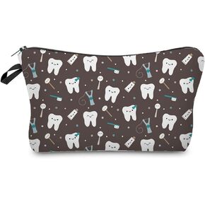Tooth Dental Cosmetic Bag for Women Cute Small Makeup Bag for Purse Travel Toiletry Zipper Pouch for Girls Gift for Dentists Tooth Dental Makeup Bag for Her