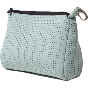 Large Makeup Bag with Zipper, Taupe - Waterproof Neoprene Cosmetic Bag 7.7 x 10.75 x 5 inches