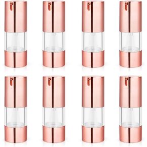 8 Pcs 50ml/1.7oz Airless Pump Bottles Empty Vacuum Bottle Rose Gold Travel Size Cosmetic Containers for Liquid Foundation Lotion Moisturizer Shampoo Make Up