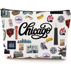 Chicago Makeup Bag Chicago Lover Gifts Travel Chicago Souvenir Gift Cosmetic Bag Chicago Accessories for Women Girls Mom BFF Birthday Mothers Day Graduation Bachelorette Party Favors Girls Trip Gifts