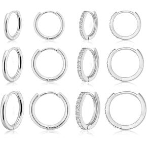 Gelbesty Small Hoop Earrings Set for Women, 14K Real Gold Plated Huggie Earrings for Multiple Piercing Lightweight Dainty Cartilage Diamond Earrings for Teen Girls Gifts