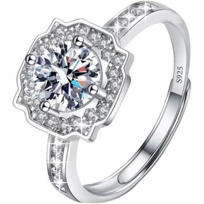 Moissanite Adjustable Engagement Ring, Promise Eternity Ring for Women,Wedding Rings,Jewelry Gift,Friendship Promise Fashion Jewelry Valentine Gifts for Women