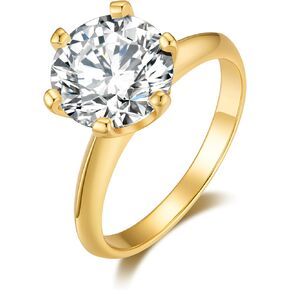 SecreTalk Moissanite Wedding Ring, Classic 3ct Engagement Ring for Women, 925 Sterling Silver with Gold Plated Moissanite Ring with Certificate of Authenticity