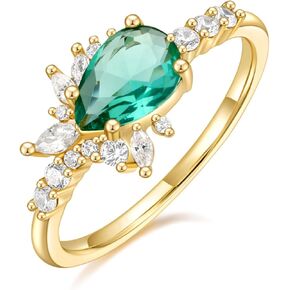 1CT Engagement Rings for Women Pear Cut Created Blue Aquamarine Cubic Zirconia Wedding Band Promise Rings for Her Size 5-10
