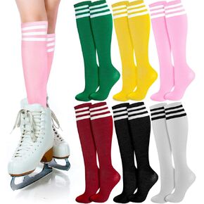 Unittype 6 Pair Rainbow Knee High Socks for Women Colorful Striped Socks Long Socks Tube Socks Roller Skate Skating Socks Soccer Socks Gifts for Birthday Valentines Day St Patricks Day Easter Party