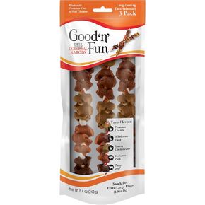 Good 'n' Fun Triple Flavor Colossal Kabobs, 3 Count, Treat Extra-Large Dogs to Long-Lasting Rawhide Chews