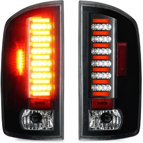 Tail Light + 3rd Third Brake Cargo Lamp for Dodge Ram 1500 2002 2003 2004 2005 2006, Ram 2500 3500 2003-2006, High Mount Stop Light Rear LED Taillight Assembly, 55077348AF, Chrome Housing Clear Lens