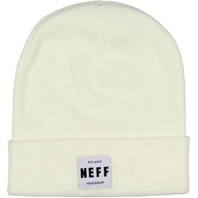 NEFF Men's EST.2002 Embroidered Patch Cuff Knit Beanie Cap Hat OSFM Off-White