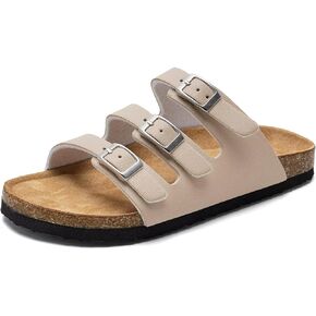 Torotto Boys Girls Sandals with Cork Footbed Adjustable Buckle Casual Slides Sandals Open Toes Flat for Kids Toddler