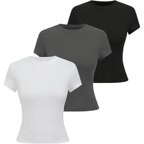 SOLY HUX Women's 3 Piece Short Sleeve Basic T-Shirts Crew Neck Slim Fit Tee Shirt Tops