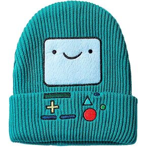 1Pcs Embroidery Unisex Cartoon Warm Knit Hat Hip Hop Skull Cap Trendy Smiling Face Ski Hats for Women Men Green
