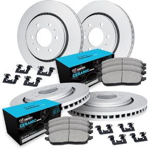 R1 Concepts Front Rear Brakes and Rotors Kit |Front Rear Brake Pads| Brake Rotors and Pads| Ceramic Brake Pads and Rotors |Hardware Kit|fits 2005-2022 Nissan Frontier, Xterra; Suzuki Equator