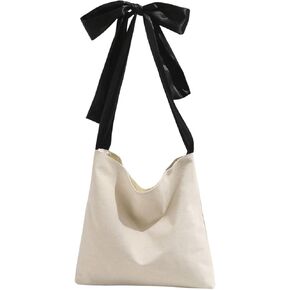 Verdusa Women's Bow Tie Top Handle Shoulder Tote Bag Large Canvas Bags
