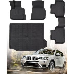 4PCS for BMW X3 BMW X4 Floor Mats 2023 2022 2021 2020 2019 2018, All Weather Floor Mats Custom Fit for BMW X3 BMW X4 2018-2023 Trunk Mats,1st & 2nd Row & Cargo Liners Full Set Accessories