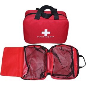 AOUTACC 2 Pack Nylon First Aid Empty Kit,Compact and Lightweight First Aid Bag for Emergency at Home, Office, Car, Outdoors, Boat, Camping, Hiking(Bag Only) (2 Pack Red With Handles)
