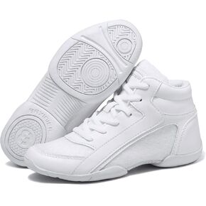 Girls High Top White Cheerleading Shoes Lightweight Youth Competition Cheer Dance Sneakers Women Breathable Athletic Training Tennis
