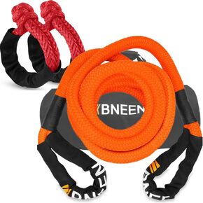 1"×20ft Kinetic Recovery Rope Kit, Kinetic Tow Rope with 1/2' X 24" Soft Shackle, 30% Elasticity Tow Rope Heavy Duty for 4x4 Offroad Vehicle