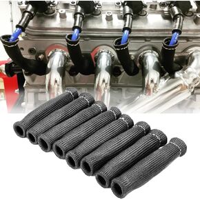 8 PCS Spark Plug Wire Boots Protector 2500° Spark Plug Wire Heat Shield 6 Inches Spark Plug Heat Sleeve Cover Wrap for LS1 / LS2 Sbc Bbc 350 454 Car Truck, Red