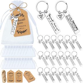Yinkin 24 Set Coworkers Gifts Thank You Gifts Bulk Appreciation Stainless Steel Keychains with Bags Tags for Employee Teacher(Rectangle)
