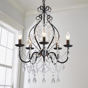 Saint Mossi 5-Lights Crystal Chandelier in Farmhouse Chandelier Style,K9 Crystal Pendant Light Rustic Chandelier for Bedroom,Dining Room,Living Room,H24 x D23,Chain Adjustable