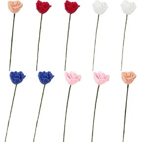 PRETYZOOM 20pcs Miniature Rose Flower Picks, Artificial Fake Rose Flowers with 6cm Short Stem, Dollhouse Fake Flower Bouquet Decoration