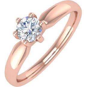 1/4 Carat 6-Prong Set Diamond Solitaire Engagement Ring Band in 10K Gold
