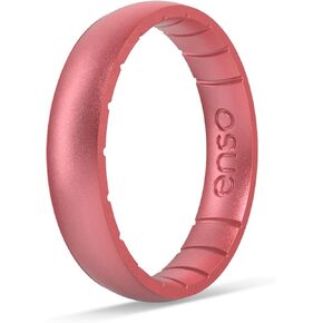 Enso Rings Thin Elements Silicone Ring – Stackable Wedding Engagement Band - Breast Cancer Awareness - Size 4