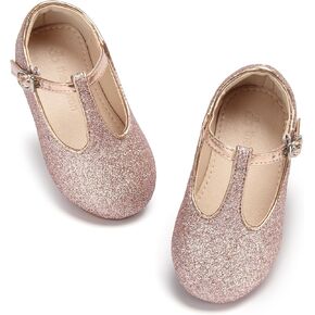 THEE BRON Toddler Little Girls T-Strap Mary Jane Flats Girl Party Shoes