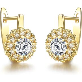 14K Gold Floral Moissanite Clasp Earrings, Fashionable Jewelry for Stylish Women