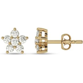 Lab Grown Diamond Earrings for Women | 10K Solid Gold 1/2-1 CT. TW. Floral Diamond Stud Earring | Dazzling Diamond Jewelry for Women
