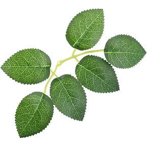 GSHLLO 100 Pcs Artificial Rose Leaves Fake Green Leaves Greenery Flower Leaves with Stems Home Party Decorations for DIY Wedding Bouquets