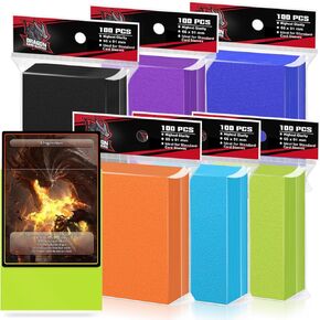 600PS Matte Trading Card Protective Sleeves,Top Loaders Binder Card Sleeves Fit for Baseball,Football,Magic,MTG,TCG,Yugioh Sleeves(6 Colours Style 3)